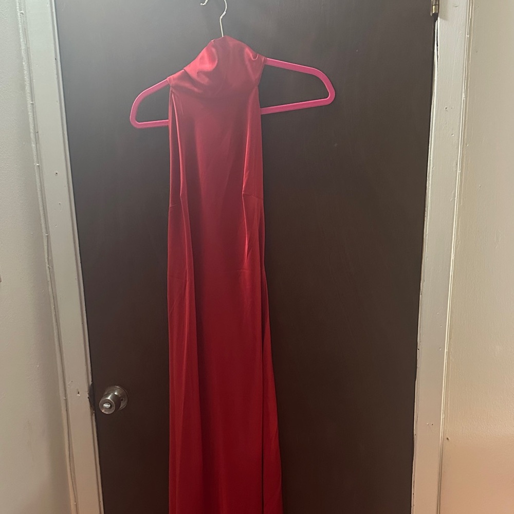 Boohoo Vibrant Red Backless Dress
